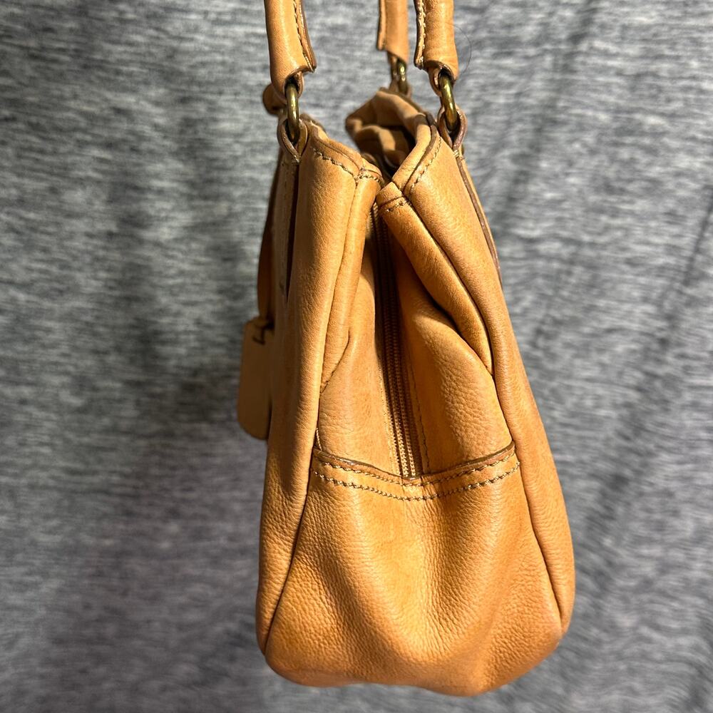 Fossil Camel Brown Leather Satchel Shoulder Bag Vintage Boho Everyday Purse - Picture 5 of 14